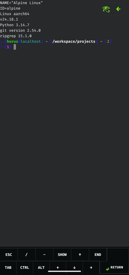 Horus zsh screen